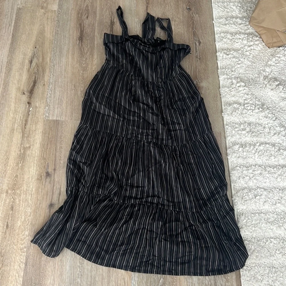 NWT black striped Paige midi dress